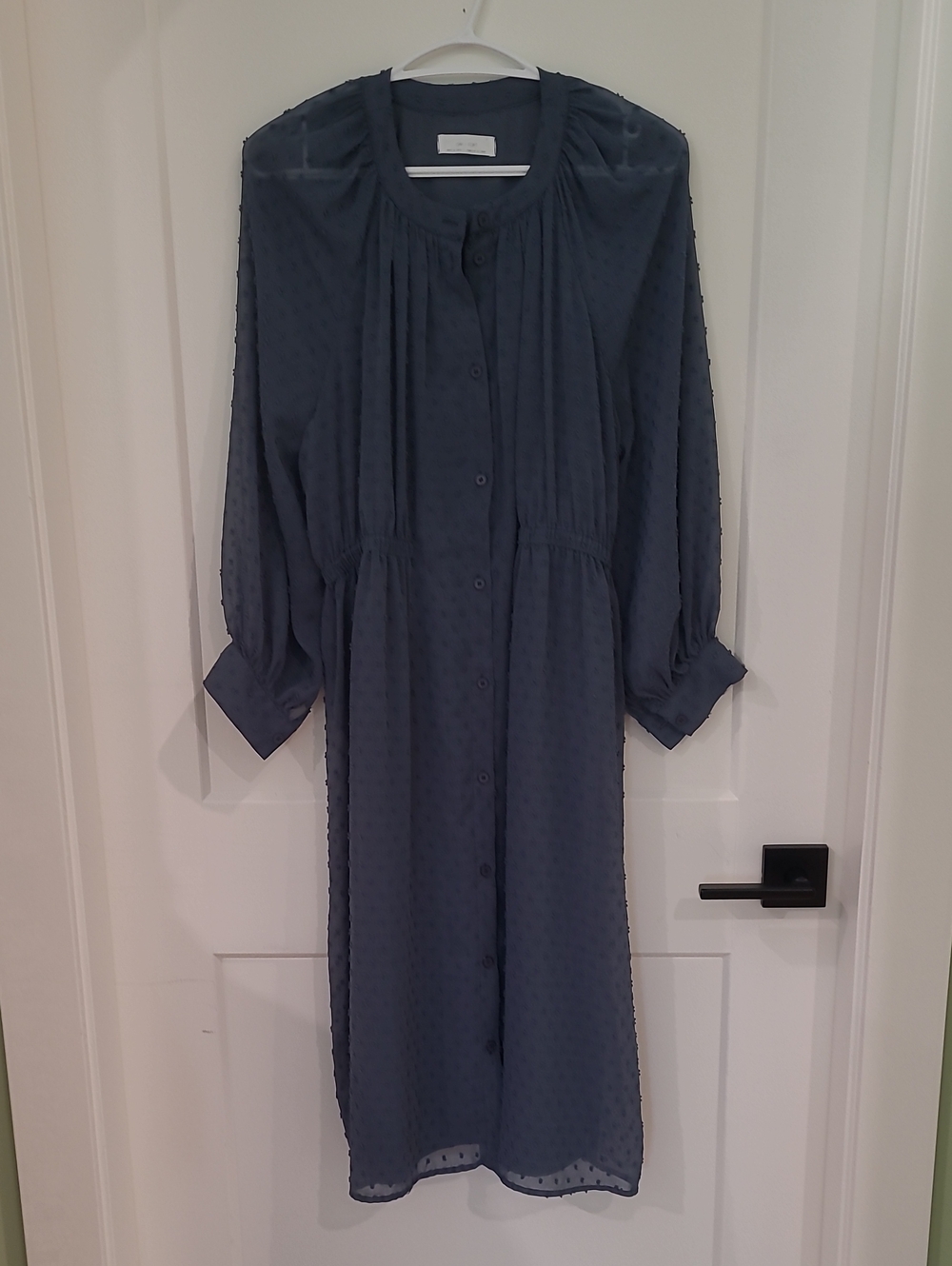 Oak + Fort Women's Textured Button-Front Midi Dress in Slate Blue